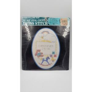 Vintage 5502 Welcome Baby Cross Stitch 5.5x8 Oval